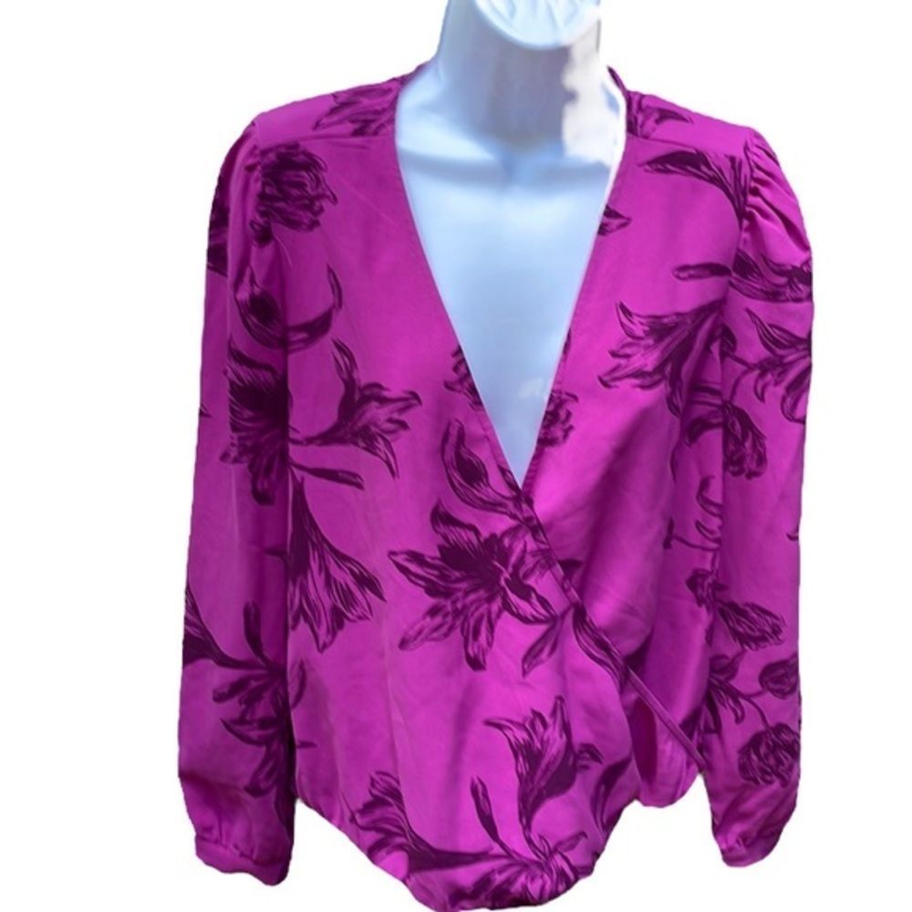 WRAP FLORAL BLOUSE PURPLE